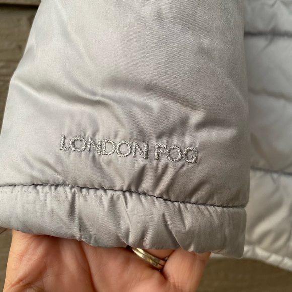 London Fog Girls Hooded Puffer Winter Jacket M( 10/12) light gray - Picture 10 of 16